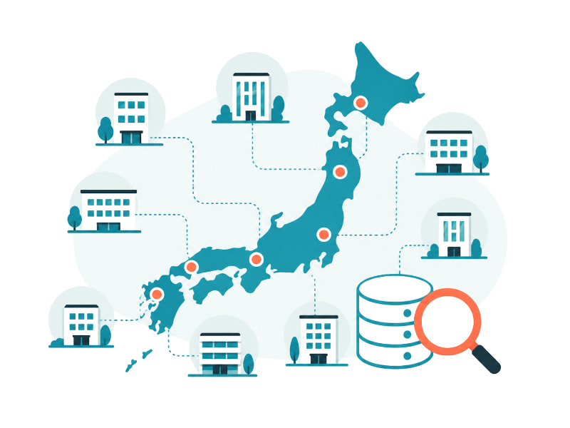 全国の登録支援機関を出入国在留管理庁の登録簿から検索するイメージ